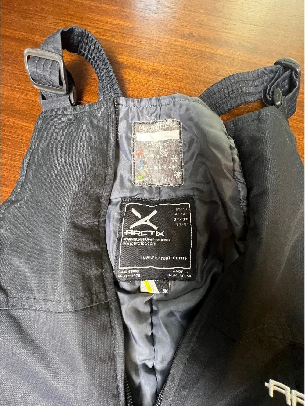 Arctix Insulated Snow Bib Overalls Kids 3T Black